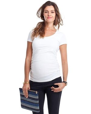 Isabella Oliver Scoop Neck Maternity Tee - White