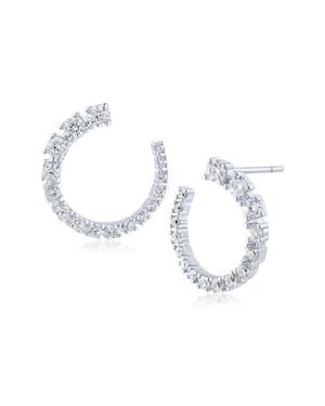 CZ by Kenneth Jay Lane Round Cubic Zirconia Open Circle Earrings - Multicolor