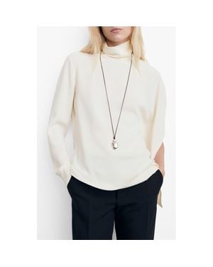 Mango Asymmetric High Neck Top - White