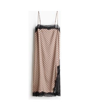 H&M Lace-Trimmed Slip Dress - Brown