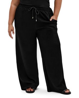 City Chic Maia Tie Waist Wide Leg Pants - Black
