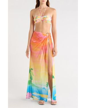 Kulani Kinis Sheer Mesh Cover-Up Maxi Skirt - Multicolor