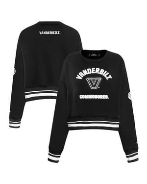 Pro Standard Vanderbilt Commodores Pearl Cropped Pullover Sweatshirt - Black