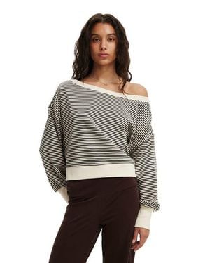 Cotton On Off Shoulder Sweatshirt - Gray
