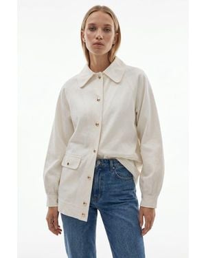 Exquise Delancy Shirt Collar Long Sleeve Jacket - Blue