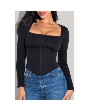 TA3 Mega Sculpting Square Neck Long Sleeve Top - Black