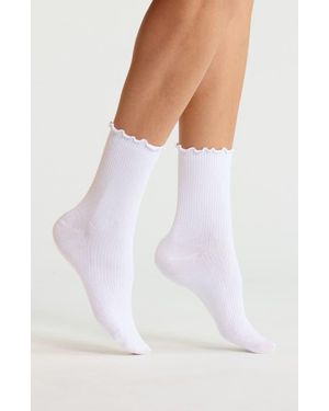 Nordstrom Lettuce Edge Quarter Crew Socks - White