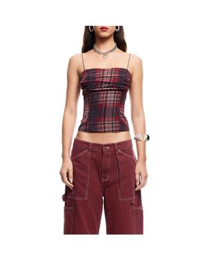 Lioness Humphrey Plaid Corset Camisole - Red