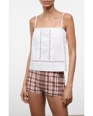 STAUD Corinna Lace Detail Cotton Top - White