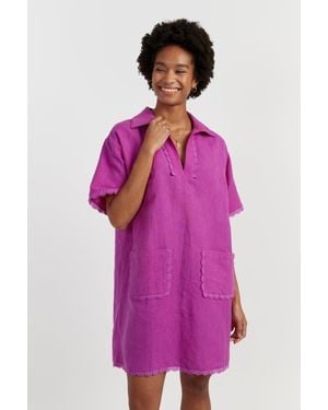Chinti & Parker Linen-Blend Scallop Tunic Dress - Purple