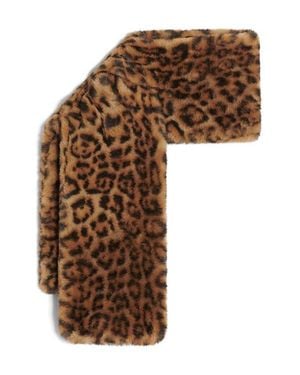 Apparis Kai Print Pluche Faux Fur Pull-Through Scarf - Brown
