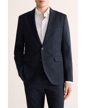 Mango Venice Slim Fit Virgin Wool Jacket - Blue