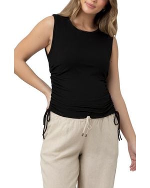Ripe Maternity Jodie Ruched Rib Tank - Black