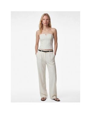 Koton Striped Strapless Silk Blend Corset Top - White