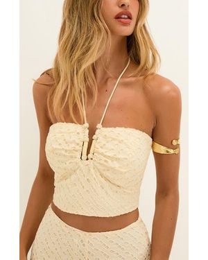 ViX Melinda Crop Cotton Broderie Anglaise Cover-Up Top - Natural