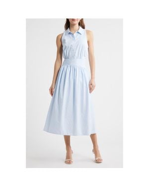 Sam Edelman Stripe Sleeveless Shirtdress - Blue