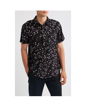 Brixton Charter Short Sleeve Slub Button-Up Shirt - Black