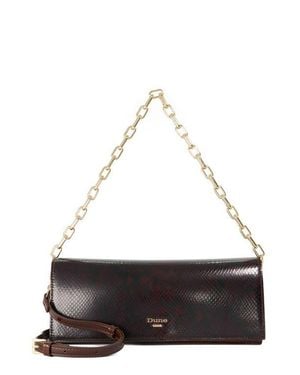 Dune Bemuse Croc Embossed Faux Leather Shoulder Bag - White
