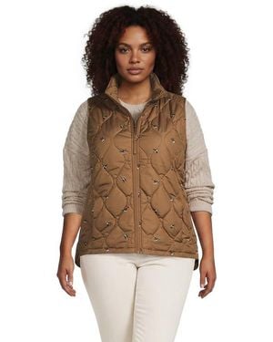 Lands' End Plus Size Featherfree Quilted Insulated Vest - Brown