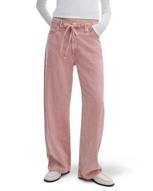 Rag & Bone Featherweight Phoebe Drawstring Wide Leg Jeans - Pink