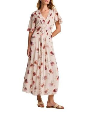 Mint Velvet Soft Bloom Button-Front Midi Dress - Pink
