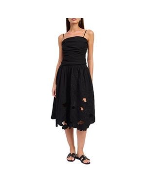 En Saison Mabel Embroidered Midi Dress - Black