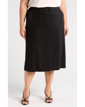 UNIVERSAL STANDARD Wooster Linen Blend Pencil Skirt - Black