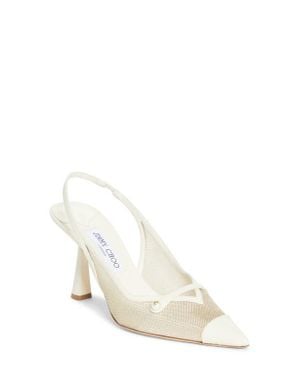 Jimmy Choo Amita Pointed Cap Toe Slingback Pump - White