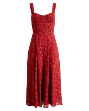 Reformation Lela Floral Print Midi Dress - Red