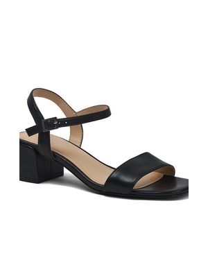 Lands' End Essential Leather Block Heel Sandals - Black
