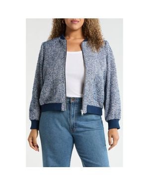 Caslon Tweed Bomber Jacket - Blue