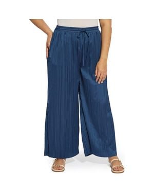 Lyssé The Packable Pleated Wide Leg Satin Pants - Blue
