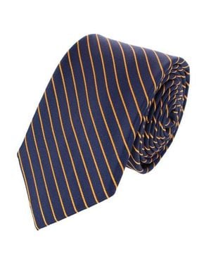 Trafalgar Declan Diagonal Stripe Silk Business Necktie - Blue