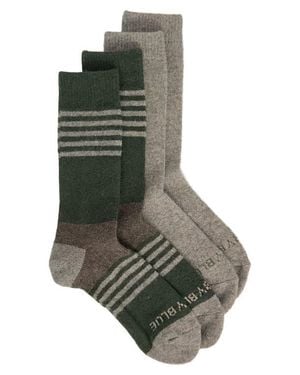 United By Blue 2-Pack Stripe Wool & Yak Blend Crew Socks - Green