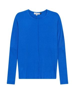 E.U.X. Exclusive Knit Crew Neck Center Seam Dolman Sleeve Top - Blue