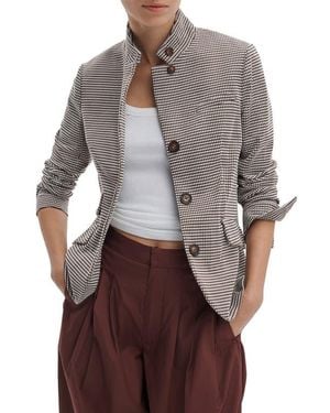 Rag & Bone Slade Grid Print Cotton Blend Blazer - Gray