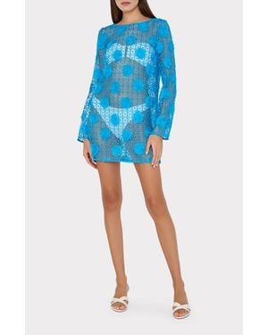 MILLY 3D Knit Mesh Cover-Up Dress - Blue