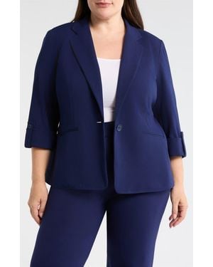 Anne Klein Roll-Tab Sleeve Jacket - Blue