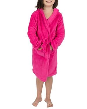 Leveret Kids Fleece Robe, Shawl Collar, Solid Colors - Pink