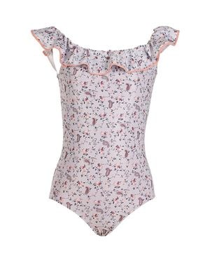 NESSI BYRD Off-Shoulder Blossom One-Piece Swimsuit - Purple