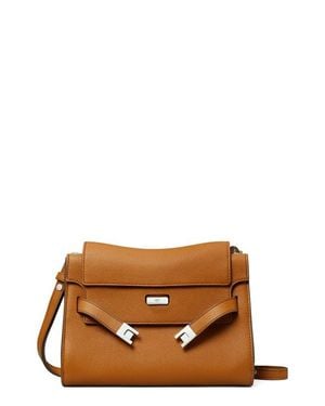 Tory Burch Lee Radziwill Leather Shoulder Bag - Brown