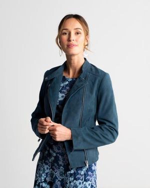 Kettlewell Hudson Suede Biker Jacket - Blue