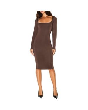 Skims Smooth Layers Long Sleeve Dress - Brown