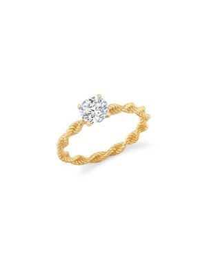 Crislu Brilliant Cut Cubic Zirconia Twisted Band Solitaire Ring - White