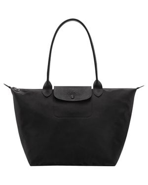 Longchamp Large Le Pliage One Nylon Shoulder Tote - Black