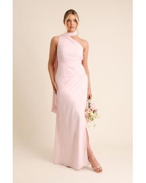 Six Stories One Shoulder Chiffon Bridesmaid Dress - Pink