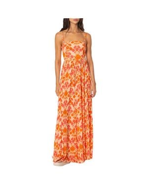 Maaji Petal Spell Primavera Lace-Up Back Maxi Cover-Up Sundress - Orange
