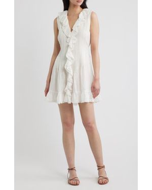 Doen Henrietta Ruffle Sleeveless Minidress - White