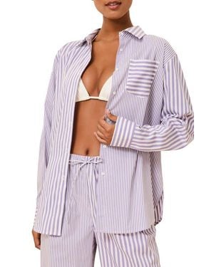 Solid & Striped The Avril Button-Up Cover-Up Shirt - Purple