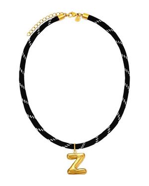 petit moments Bubble Initial Pendant Cord Necklace - Black